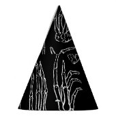 手書きボーン、版木、銅版、版画スタイルの背景 パーティーハット (左)