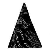 手書きボーン、版木、銅版、版画スタイルの背景 パーティーハット (右)