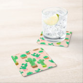 手書きポットサボパターン スクエアペーパーコースター (インサイチュ)