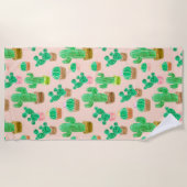 手書きポットサボパターン ビーチタオル (正面)