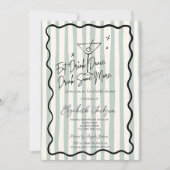 手書きマルチニグリーンストライプブライダルシャワー 招待状 (正面)