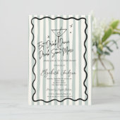 手書きマルチニグリーンストライプブライダルシャワー 招待状 (スタンド正面)