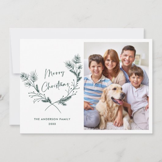 手書きミニマリストのクリスマスリース4写真 シーズンカード (正面)