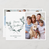 手書きミニマリストのクリスマスリース4写真 シーズンカード (正面/裏面)