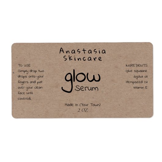 手書きミニマリストスタイル顔血清ラベル ラベル (正面)