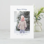 手書きミニマリストブルーホリデーフォトカード シーズンカード (スタンド正面)