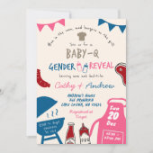 手書きミニマリストBabyQジェンダーの表示 招待状 (正面)