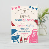 手書きミニマリストBabyQジェンダーの表示 招待状 (スタンド正面)