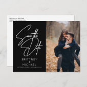 手書きミニマルの写真を保存する黒 案内ポストカード (正面/裏面)