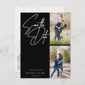 手書きミニマルフォトコラージュ黒 案内ポストカード (正面/裏面)