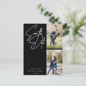 手書きミニマルフォトコラージュ黒 案内ポストカード (スタンド正面)