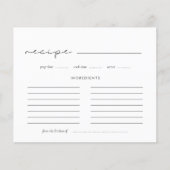 手書きミニマルブライダルシャワーレシピカード (正面)