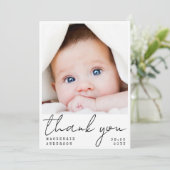 手書きミニマル新生児サンキューカード サンキューカード (スタンド正面)