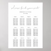 手書きミニマル結婚リストの座席表 ポスター (正面)