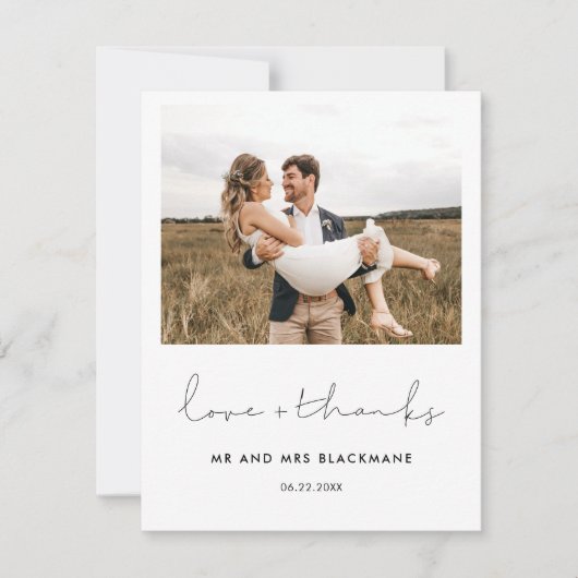 手書きミニマ結婚リストの写真ありがとう サンキューカード (正面)