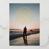 手書きメダリオン写真保存日時 箔招待状 (正面)