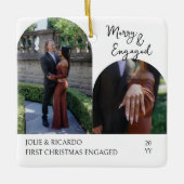 手書きメリーと婚約したアーチ写真 セラミックオーナメント (正面)