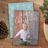 手書きメリークリスマススクリプトとフルフォト シーズンカード