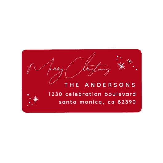 手書きメリークリスマスファミリー差出人住所 ラベル (正面)