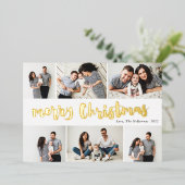 手書きメリークリスマス6写真金ゴールド 箔シーズンカード (立ち正面)