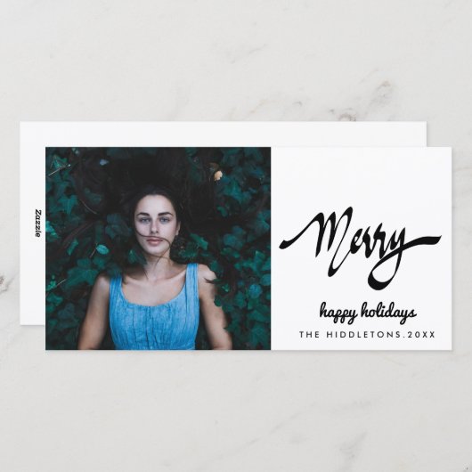 手書きメリースモダンクリプト休日 シーズンカード (正面/裏面)