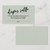 手書きモダンおむつラッフルチケットセージ エンクロージャーカード (正面/裏面)