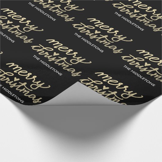 手書きモダンでフェイクな金ゴールドのメリークリスマス ラッピングペーパー (角)