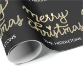 手書きモダンでフェイクな金ゴールドのメリークリスマス ラッピングペーパー (ロールコーナー)