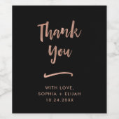 手書きモダンと |バラフェイク金ゴールドありがとう ワインラベル (シングルラベル)