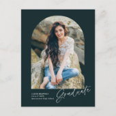 手書きモダンのアーチ写真卒業 ポストカード (正面)