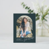 手書きモダンのアーチ写真卒業 ポストカード (スタンド正面)