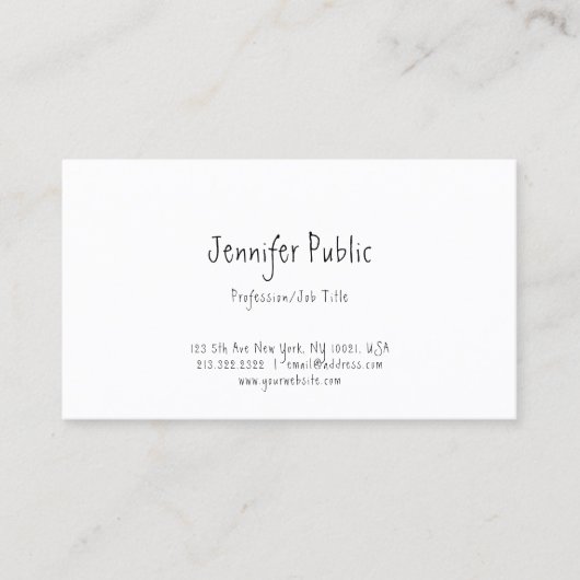 手書きモダンのシンプルテンプレートエレガントトップ 名刺 (正面)