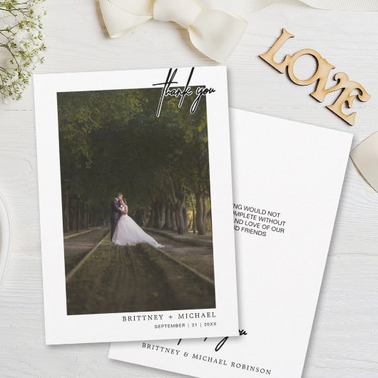 手書きモダンのシンプル概要写真 サンキューカード