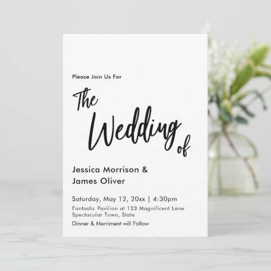 手書きモダンのシンプル結婚式招待状 招待状 (スタンド正面)