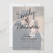 手書きモダンのスクリプトの写真Date Cardを保存 セーブザデート (正面)