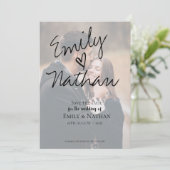 手書きモダンのスクリプトの写真Date Cardを保存 セーブザデート (スタンド正面)