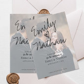 手書きモダンのスクリプトの写真Date Cardを保存 セーブザデート