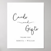 手書きモダンのスクリプトカードとギフトのサイン ポスター (正面)