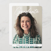 手書きモダンのスクリプト写真の卒業 案内状 (正面/裏面)