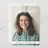 手書きモダンのスクリプト写真の卒業 案内状 (正面)