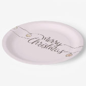 手書きモダンのメリークリスマスの光の文字列 ペーパープレート (アングル)