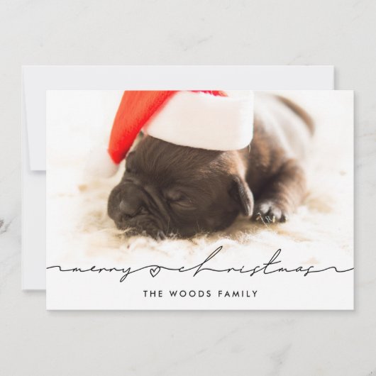 手書きモダンのメリークリスマス写真 シーズンカード (正面)