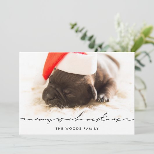 手書きモダンのメリークリスマス写真 シーズンカード (スタンド正面)