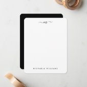 手書きモダンのモノグラムのイニシャルと名前 ノートカード (正面/裏面インサイチュ)