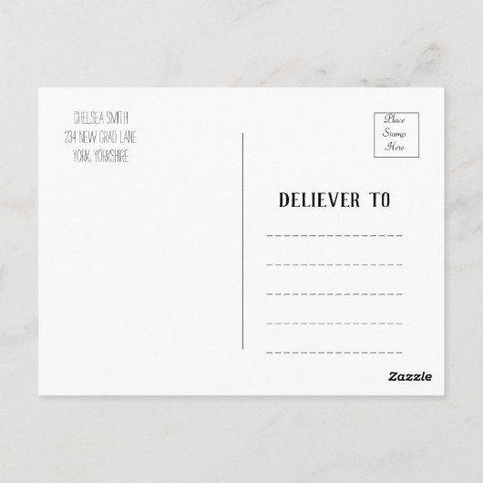 手書きモダンの卒業ありがとうはがき ポストカード (裏面)