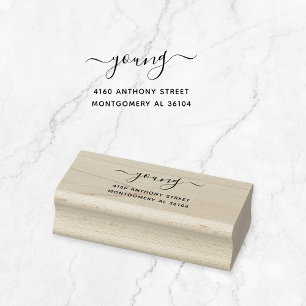 手書きモダンの名前と差出人住所08a. ラバースタンプ