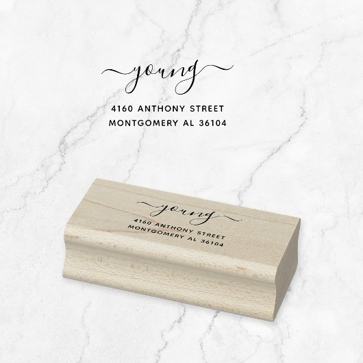 手書きモダンの名前と差出人住所08a. ラバースタンプ