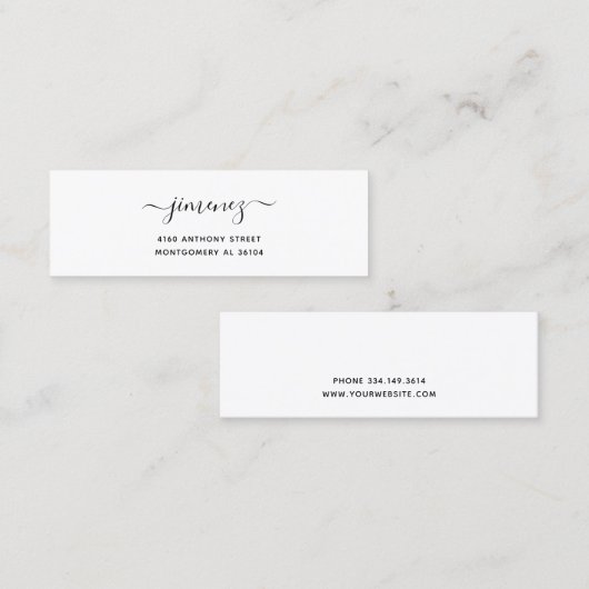 手書きモダンの名前と差出人住所08c. スキニー名刺 (正面/裏面)