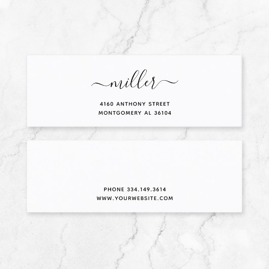 手書きモダンの名前と差出人住所08d。 スキニー名刺