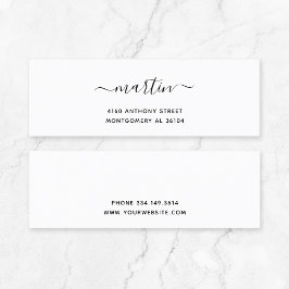 手書きモダンの名前と差出人住所08e。 スキニー名刺